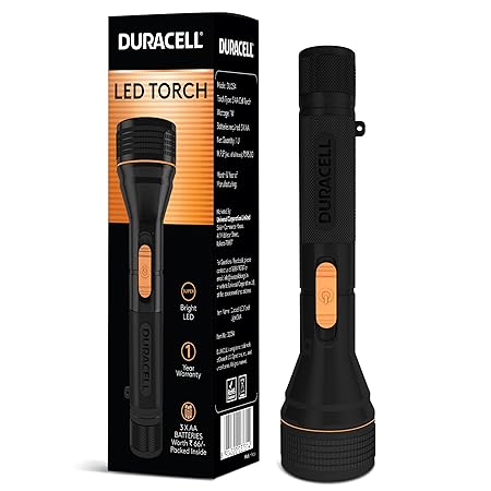 Duracell LED Torch Light, Super Bright, 12000 LUX, Ultra-Light and Easy to Carry Design, Large Reflector, for Everyday U