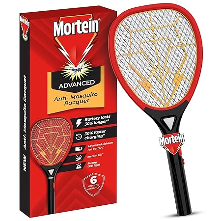 Mortein Advanced Anti-Mosquito Racquet | Mosquito Bat | Electric Fly Swatter | Mosquito Killer Racket | Bat to Hit Mosqu