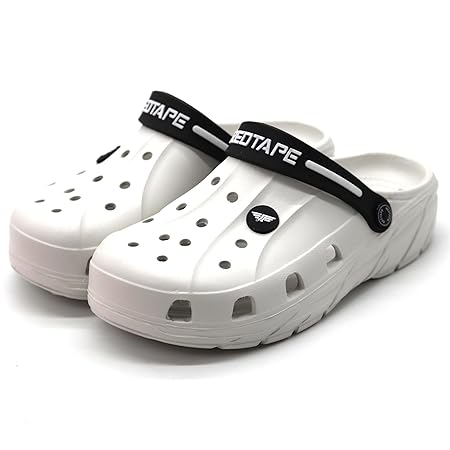 Red Tape Designer Comfortable Clogs, Sandals With Adjustable Back Strap For Men Off White - 8 Uk