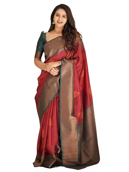 Shiv Textiles Banarasi Silk Geometric Saree for Women - Festival Wear (Maroon11)