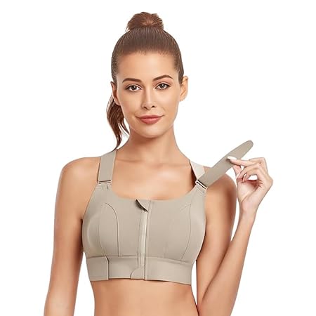 GLAMORAS Women Poly Spandex Padded High Impact Front Zip Compression Sports Bra