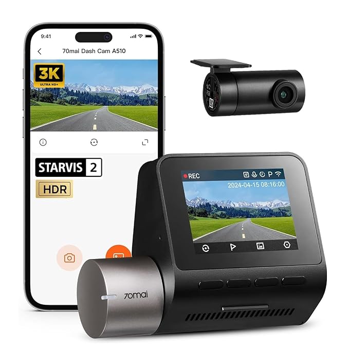 70mai A510 HDR 3K Dual Channel Dash Cam