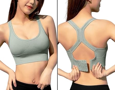 GLAMORAS Women's Sports Bra, Padded Racerback, Low Impact