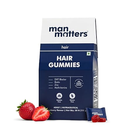 Man Matters Biotin Hair Gummies (30N), With Biotin, DHT Blockers, Vitamin A, C, E, Zinc & Fibre
