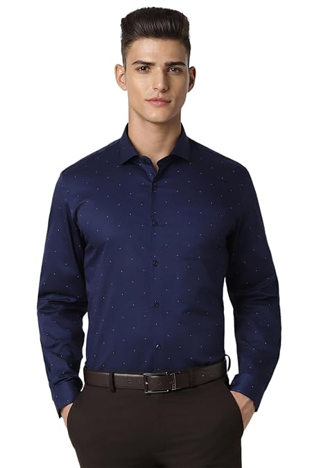 Peter England Men Navy Slim Fit Formal Shirt