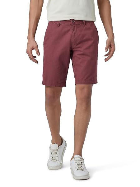 XYXX Men Twill Cotton Chinos Shorts, Regular Fit, Solid