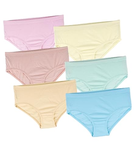 SHINE STAR Women Cotton Hipster Panties Pack of 6 Full Coverage Breathable No Marks Waistband Tagless Underwear Plain (M)