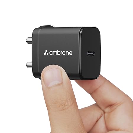 Ambrane 25W Type C Fast Charger, GAN Mobile Adapter Charging