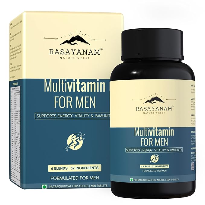 Rasayanam Multivitamin for Men | 52 Ingredients with 100% RDA of Vitamins & Minerals | Energy, Immunity, Performance, Bo