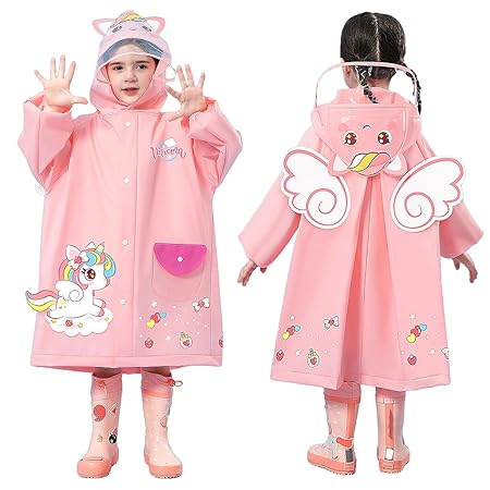 SNOWIE SOFT Hooded Raincoat for Kids 3-4 Years, EVA Knee Length