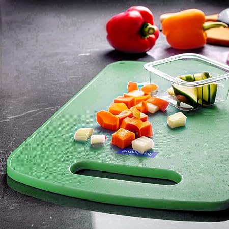 Frenchware Large Plastic Chopping Board with Handle, Neon Green, BPA-Free
