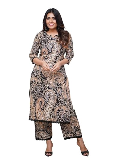 Nermosa Women Viscose Printed Straight Kurta Pant Set
