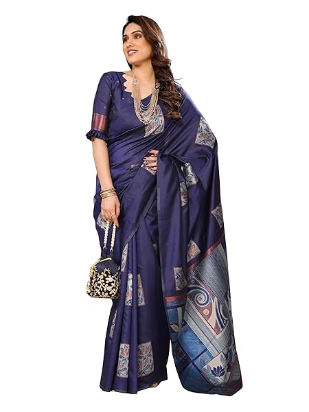 Sidhidata Women's Kanjivaram Banarasi Soft Silk Saree With Unstitched Blouse