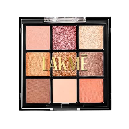 LAKME 9 in 1 Eyeshadow Palette, Sunkissed, 11.7g, for Captivating Eye Looks, with One-Stroke Payoff & Smooth Texture, Matte Shimmer and Metallic, Blendable & Buildable