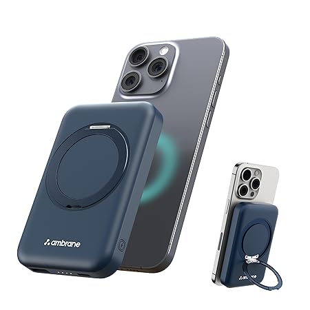 Ambrane MagSafe Wireless 10000mAh Power Bank with Mobile Stand