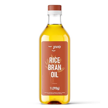 Jivo Rice Bran Oil 1 Litre Cooking Oil, Rich in Antioxidants, Ideal for Deep Frying, Sautéing & Baking, Chemical-Free