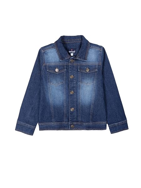 KiddoPanti Boys Denim Jacket, Cotton Poly Blend with Lycra, Washed