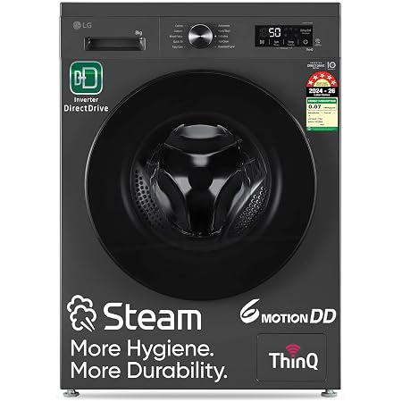 LG 8 Kg, 5 Star, Wi-Fi, Direct Drive Technology, Steam Wash, 6 Motion DD, Fully-Automatic Front Load