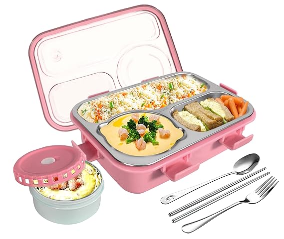 TEC TAVAKKAL Lunch Box, 3 Compartment, Leak-Proof, BPA Free