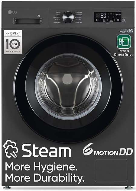 LG 7 Kg, 5 Star, DD Technology, Steam Wash, 6 Motion DD, Fully-Automatic Front Load Washing Machine, In-Built Heater, To