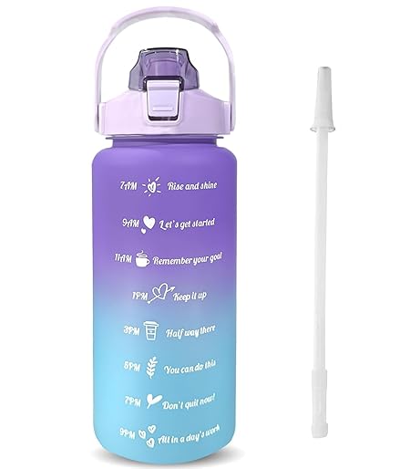 iDensic 2000ml Sports Gallon Motivational Water Bottle with Time Markers