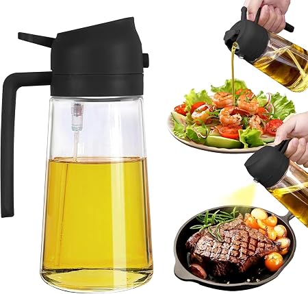 Misamo Enterprise 2-in-1 Oil Sprayer & Dispenser, 500ml, Black, Pack of 1
