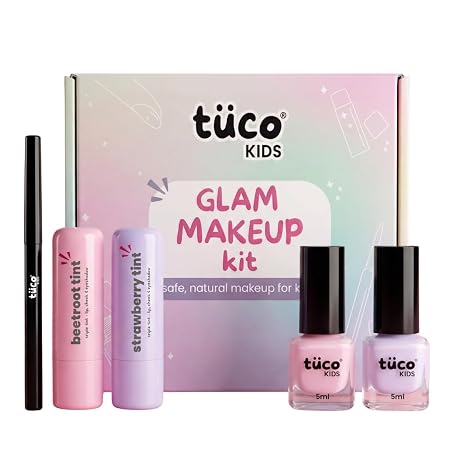 Tuco Kids Makeup Box for Kids Girls, Organic Safe Makeup Kit, Return Birthday Gift for 4-15 Yrs, Travel Friendly & Cruel