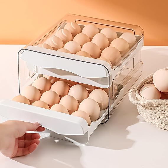HomeCloud Plastic 32 Grid Large Capacity Drawer Type Egg Storage Box