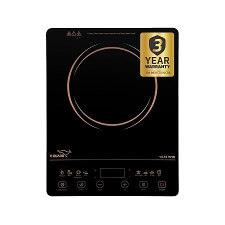 V-Guard VIC 2.0 TSP 2000 Watt Induction Cooktop, Feather Touch Control