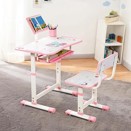 Amazon Brand - Jam & Honey Kids Functional Desk and Chair Set, Height Adjustable