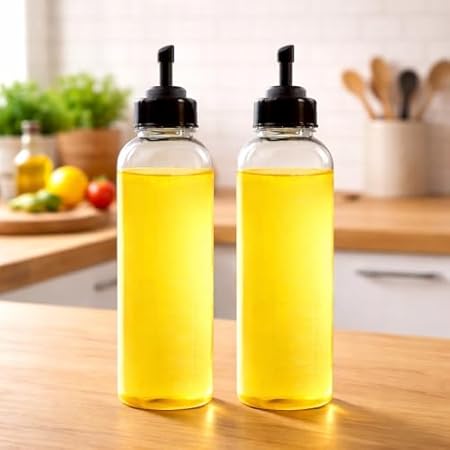 HomeWiz Oil Dispenser For Kitchen Plastic Bottle 1 Litre | Pack of 2 Oil Bottle | Food Grade BPA-Free Cooking Oil Bottle with Flip Nozzle | Leak-Proof Storage for Daily Cooking | Easy to Pour & Clean