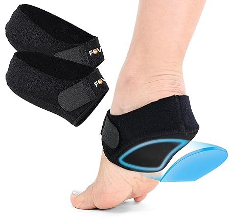 FOVERA Heel Cup Sleeve with Gel Padding for Plantar Fasciitis & Heel Pain Relief - Breathable Neoprene Fabric, Heel Protector for Men & Women - Shock Absorbing, Non-Slip Design (Universal, 1 Pair)