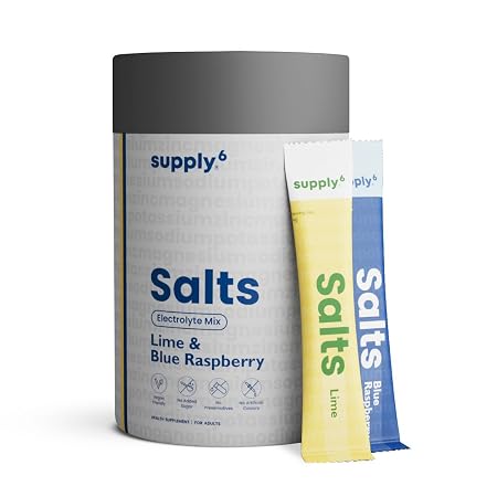 Supply6 Salts, Electrolyte Mix, Zero Added Sugar, Sodium, Potassium, Magnesium, Zinc & Fiber, Keto Friendly, Vegan Friendly, No Preservatives (18 Servings, Mix Variety Pack)