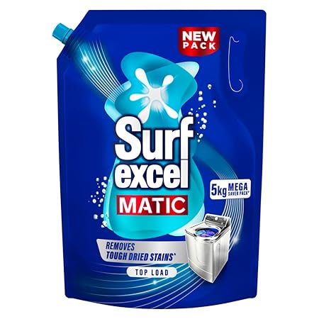 Surf Excel Matic Top Load Liquid Detergent 5Kg Refill Pouch, Removes Tough Dried Stains