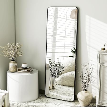 The Artment Vista Arched Unbreakable Floor Full Length Mirror, Large Free Standing with Aluminium Frame