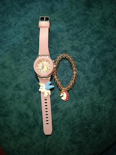3 Pieces Kids Unicorn Watch Rabbit Watch Unicorn Bracelet Waterproof Toddler Analog Watch Light Watch Unicorn Christmas 