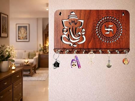 My Dream Carts Ganesha Chakra Key Holder for Home Decor, Wall Mounted