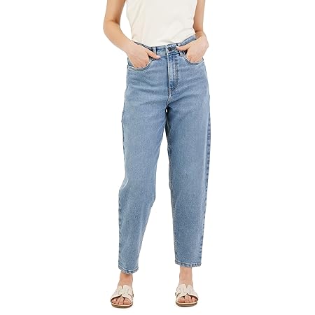 INKD Women Loose Fit Mid Rise Barrel Jeans