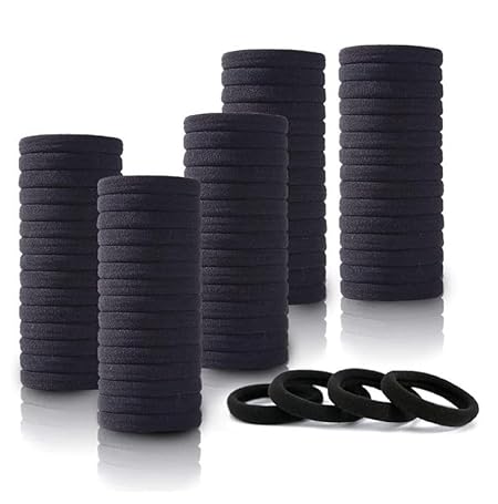 Elina Black Ponytail Holder Elastic Hair Ties Long Lasting Rubber, Scrunchie Bands, Buns Accessory for Women, Girls (Pac
