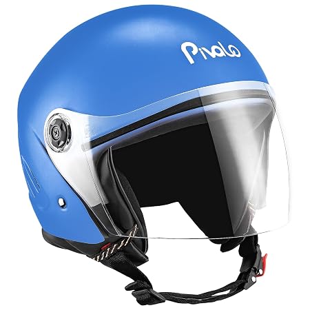 Pivalo X-Pearl 580MM Half Face Helmet with Outer Clear Visor Glossy Finish Scratch Resistant Open-Face for Bike Scooty R