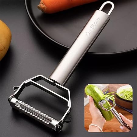Go Store 2 in 1 Stainless Steel Julienne Vegetable Peeler Multi-Functional Fruit & Veggie Shredder Slicer and Grater for