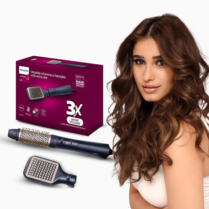 Philips 2-in-1 Airstyler, Straightening Brush + Hot Air Brush Combo