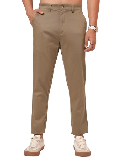 Highlander Men Tape Fit Chinos Trouser, Khaki