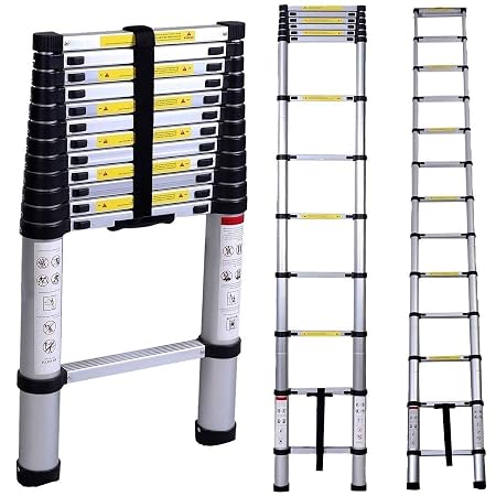 GOBBLER 7.2m (24 ft) Portable & Compact Ultra-Stable Aluminium Telescopic Ladder Multipurpose Step Ladder for Home & Outdoor use; 16 Steps (GB-TL15 7.2m)
