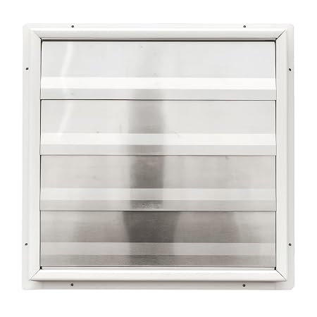 Livshine Automatic Exhaust Fan Louver 12 Inch with Aluminum Flaps for Kitchen/Bathroom Ventilation, Cream Color (14x14 inches)