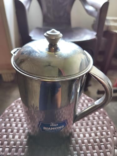 Stainless Steel Water jug with Lid and Handle | Capacity- 2 LTR (Approx) | Drink Servers | Laser Flower Design