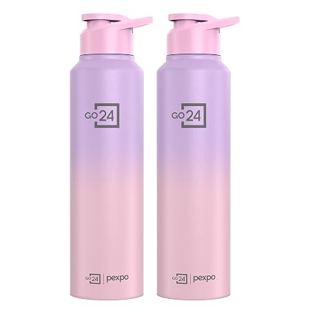 Go24 pexpo Water Bottle 1 ltr Stainless Steel Sports/Fridge Bottle with Sipper Cap, 1-Year Warranty, Single Wall, For Ho