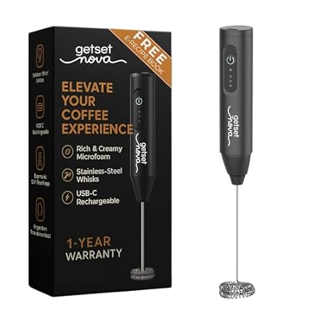 Nova Electric Milk Frother for Coffee - Rechargeable Coffee Frother, Beater, Blender & Mixer, Handheld Coffee Whisker fo