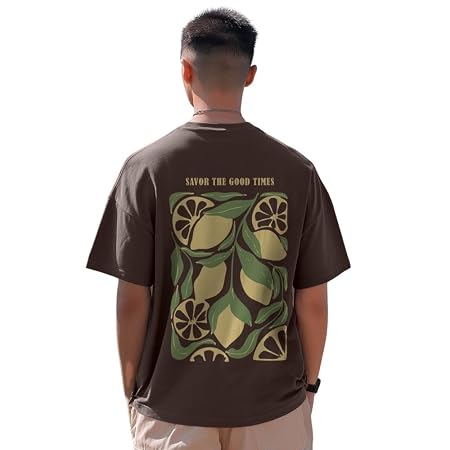 NOBERO Men Cotton Graphic Print Oversized Fit T-Shirt