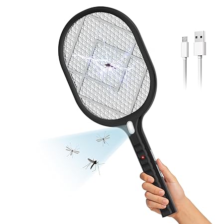 Halohop Mosquito Killer Racket, Rechargeable Electric Mosquito Bat with Type C, 1200mAh Long-Lasting Battery, Mosquito Racket with with Torch Light, 30% Bigger Electric Fly Swatter 6 Month Warranty